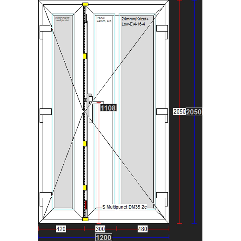 Usa exterior FENSTERWELT, cu geam, dreapta, PVC, 120 x 205 cm, alb