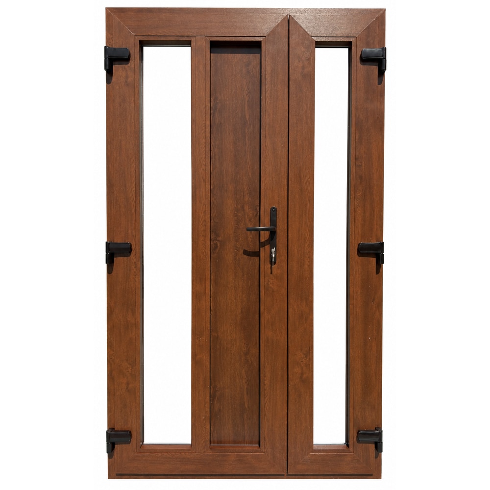 Usa exterior FENSTERWELT, cu geam, stanga, PVC, 120 x 205 cm, nuc