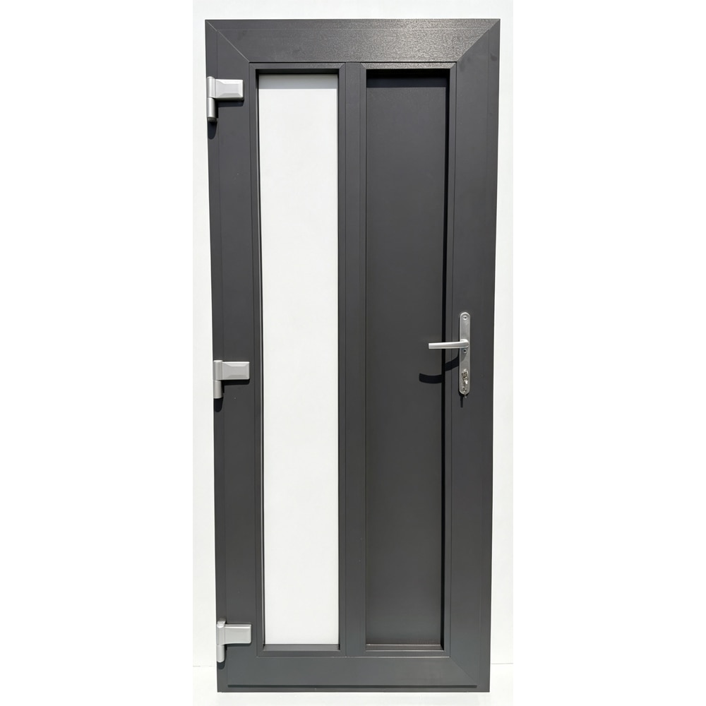 Usa exterior FENSTERWELT, cu geam, stanga, PVC, 86 x 205 cm, gri antracit