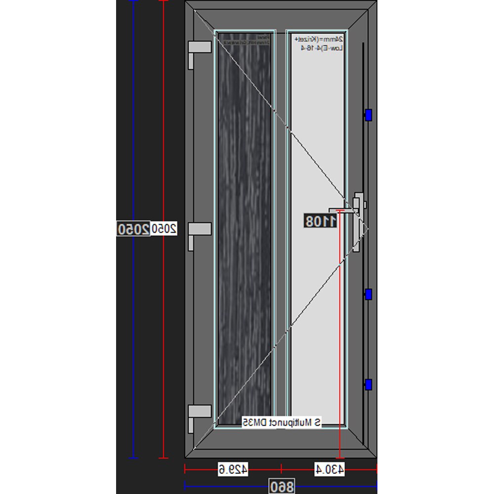Usa exterior FENSTERWELT, cu geam, stanga, PVC, 86 x 205 cm, gri antracit