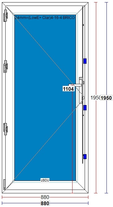 Usa termopan PVC interior/exterior, batanta, cu geam, 4 C, alb, dreapta, simpla deschidere, 88 x 195 cm  Extruplast