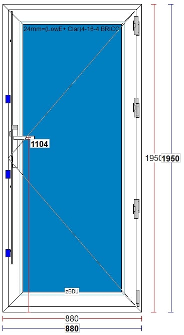 Usa termopan PVC interior/exterior, batanta, cu geam, 4 C, alb, stanga, simpla deschidere, 88 x 195 cm  Extruplast