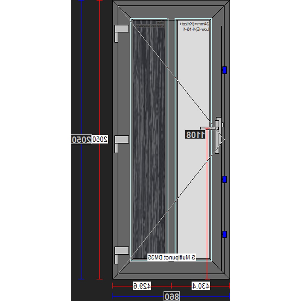 Usa exterior FENSTERWELT, cu geam, stanga, PVC, 96 x 205 cm, gri antracit