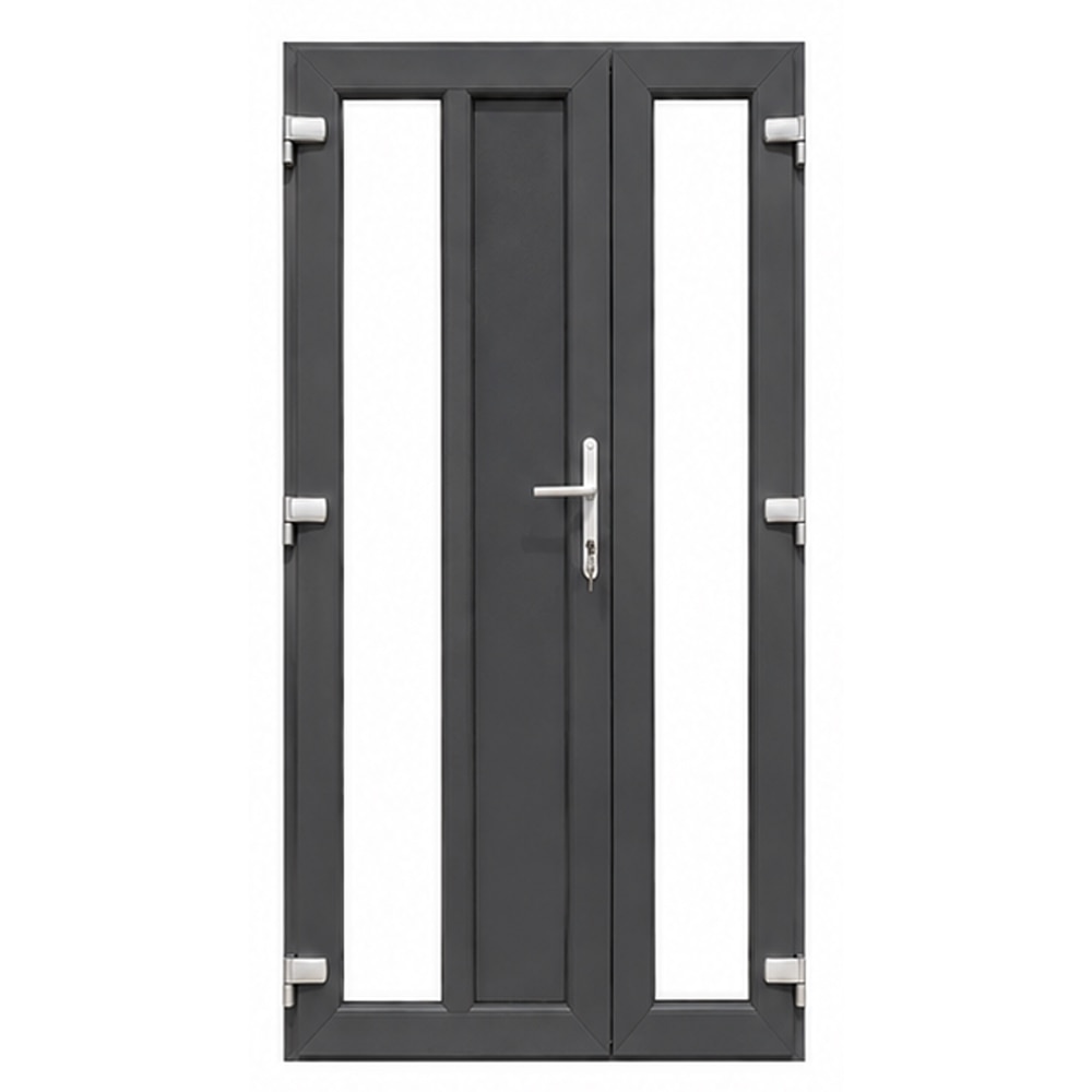 Usa exterior FENSTERWELT, cu geam, stanga, PVC, 120 x 205 cm, gri antracit