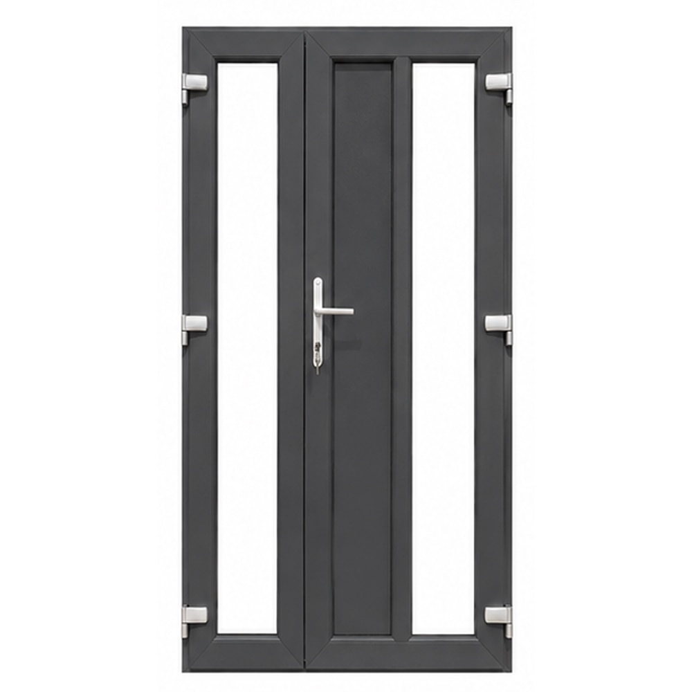 Usa exterior FENSTERWELT, cu geam, dreapta, PVC, 120 x 205 cm, gri antracit