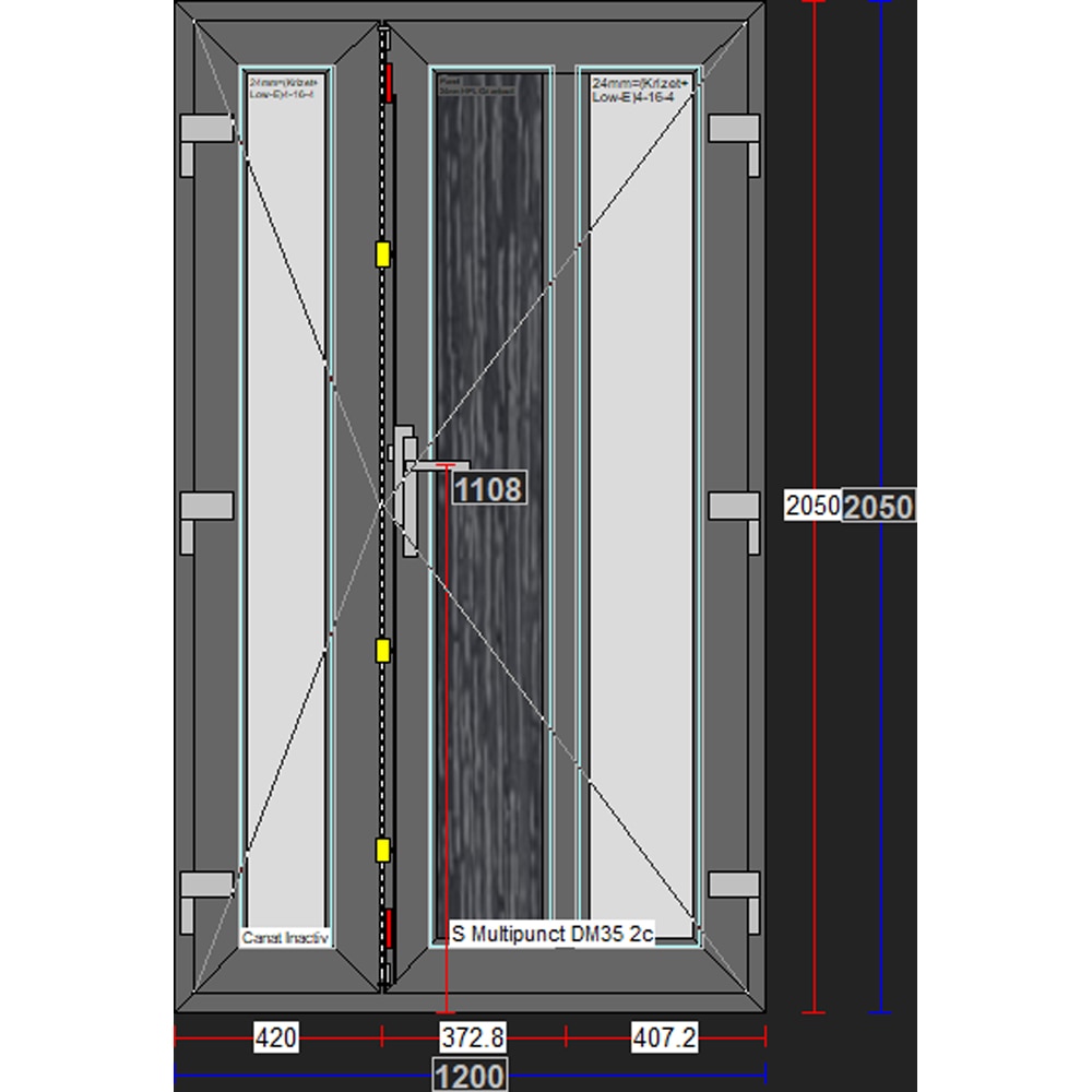 Usa exterior FENSTERWELT, cu geam, dreapta, PVC, 120 x 205 cm, gri antracit