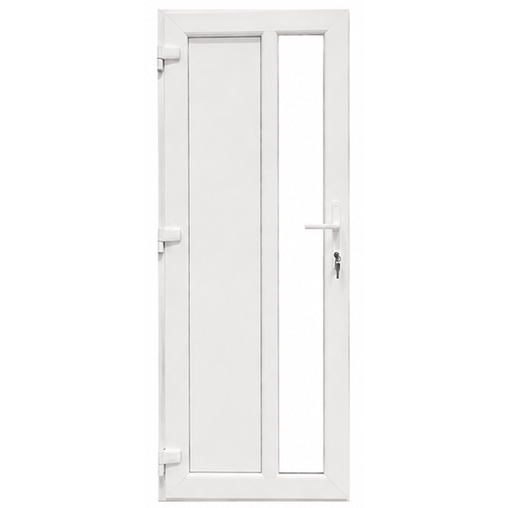 Usa exterior FENSTERWELT, cu geam, stanga, PVC, 86 x 205 cm, alb