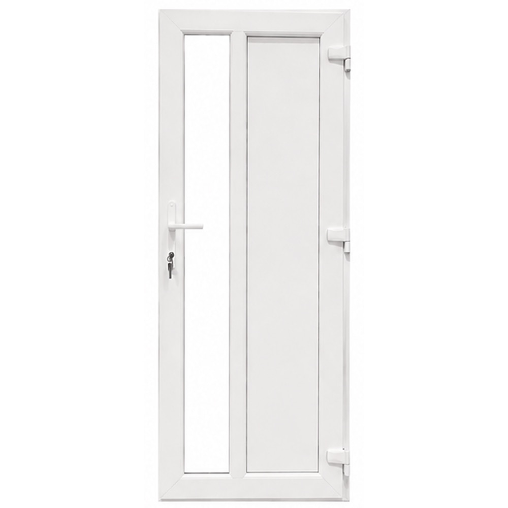 Usa exterior FENSTERWELT, cu geam, dreapta, PVC, 96 x 205 cm, alb