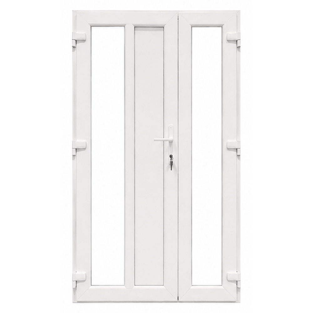 Usa exterior FENSTERWELT, cu geam, stanga, PVC, 120 x 205 cm, alb