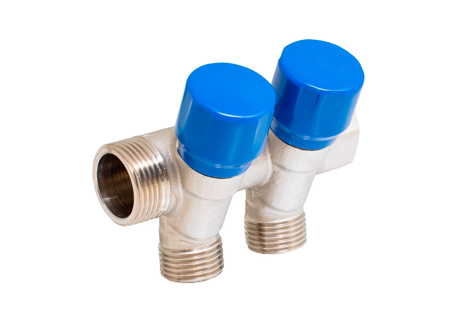 Distribuitor robinet, 2 iesiri, racord 3/4, albastru