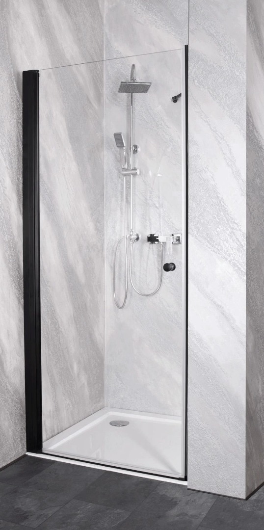 Usa pentru dus, batanta, aluminiu si sticla, negru, 90 x 195 cm • Sanotechnik Sanoflex