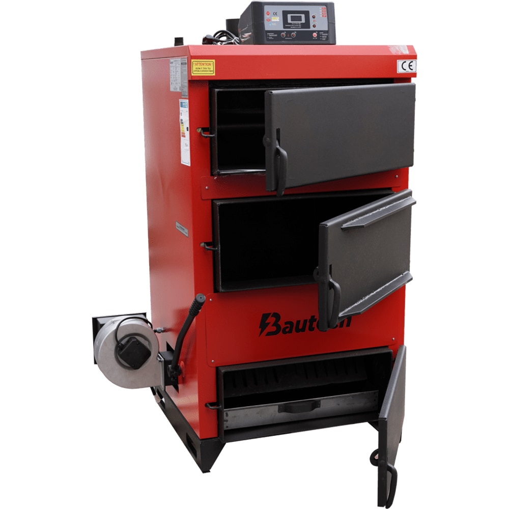 Cazan combutibil solid cu aer insuflat Bautech EKB/3G-25, 29 kW, 73 x 70.5 x 150 cm
