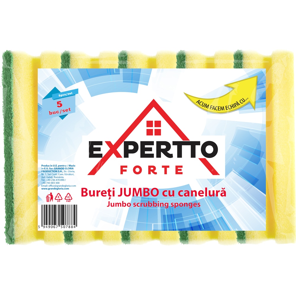 Burete de vase cu canelura EXPERTTO Jumbo, 5 bucati