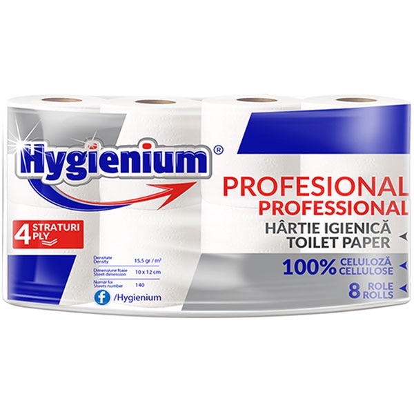 Hartie igienica HYGIENIUM 18040, 4 straturi, 8 role