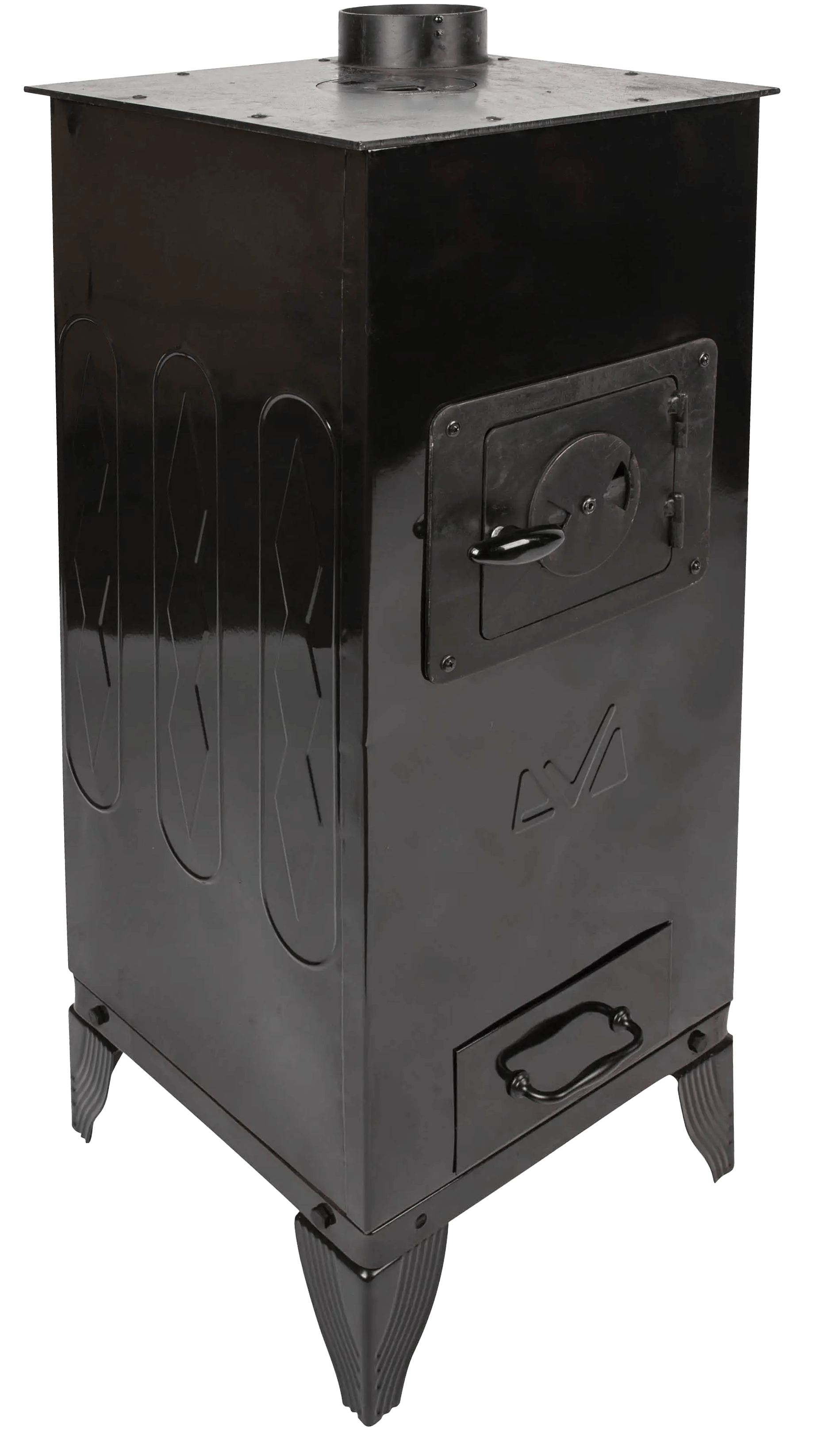 Soba din tabla emailata tip Godin, negru, 40.2 kg, 89 x 37,5 x 37,5 cm 