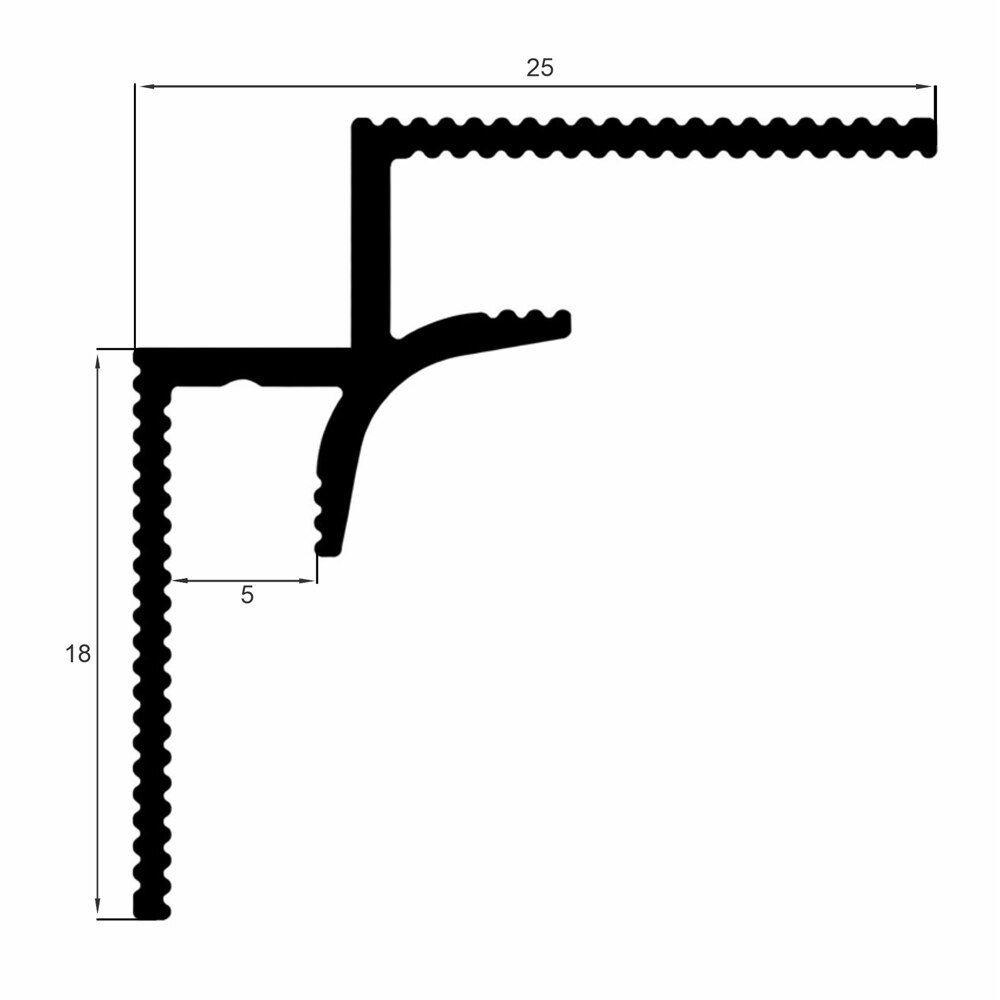 Profil colt interior Wood Class WP3433-07, 270 x 2.5 cm, 18 mm, aluminiu, negru