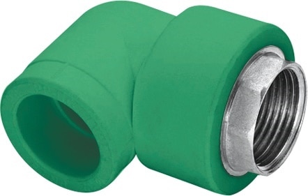 Cot PPR metalic, 90 de grade, 20 mm, racord 1/2, filet interior, verde