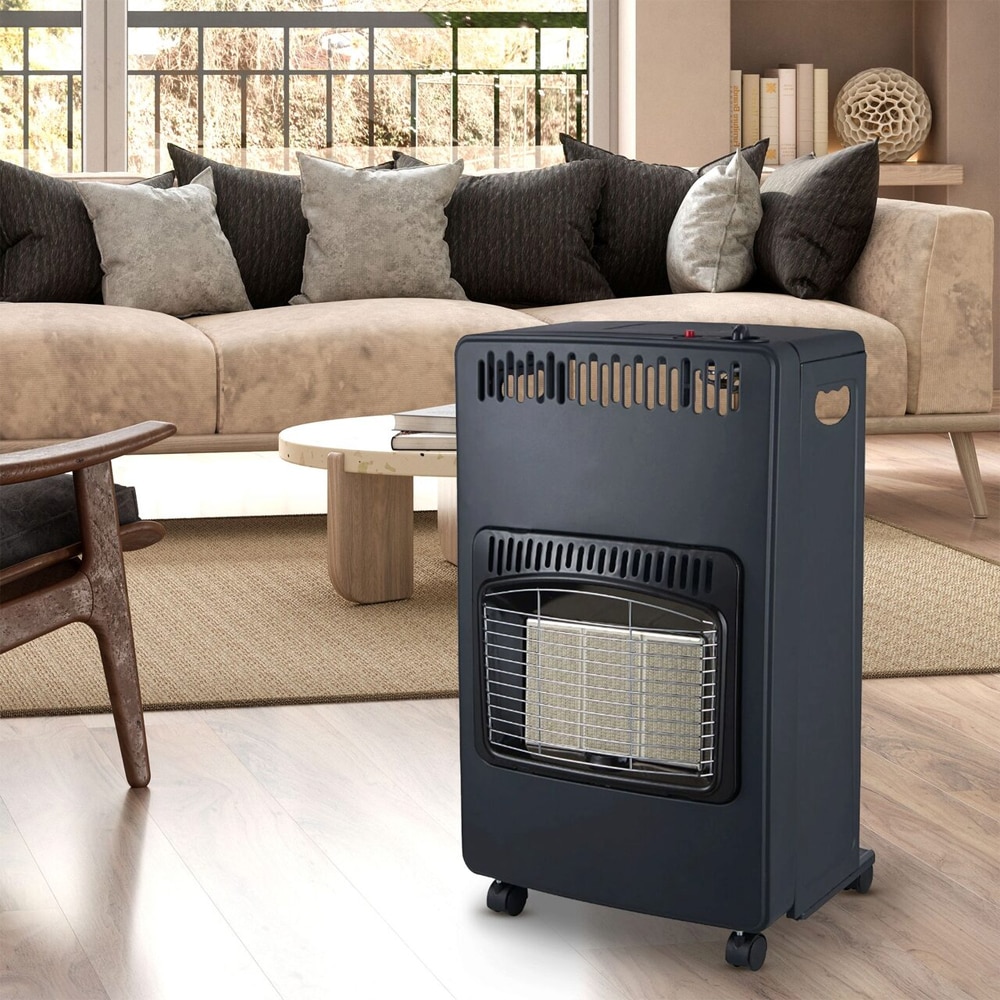 Soba mobila pe gaz GPL pliabila Reecomer ST-G-F, 4kW, 42 x 36 x 73 cm, negru