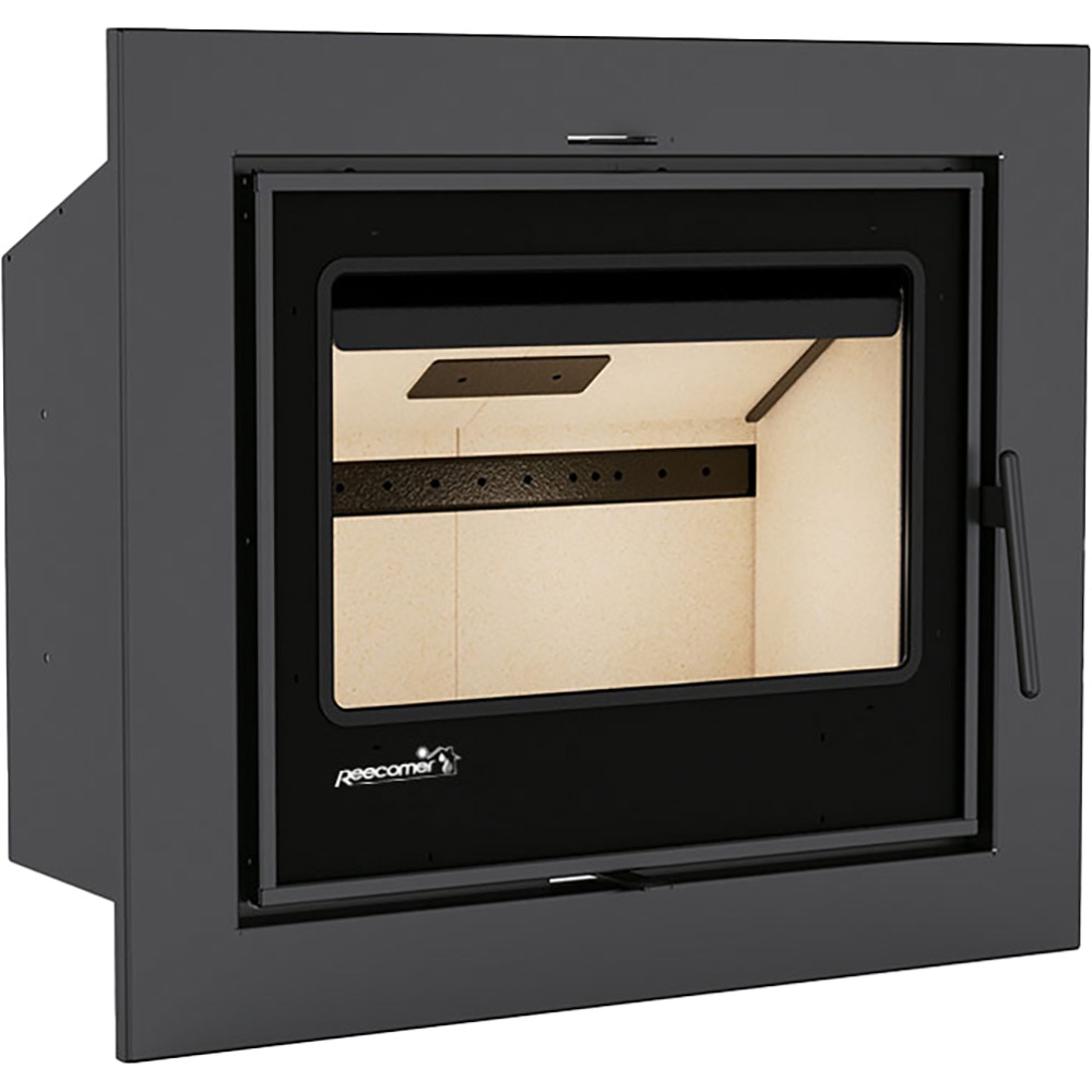 Focar semineu combustibil solid REECOMER, 11kw, 50.2 x 79 x 115 cm, fonta, negru mat