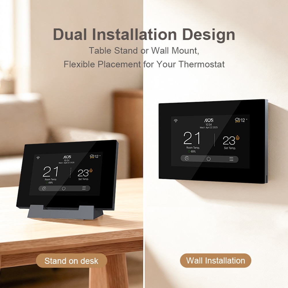 Termostat Smart AXYS ATP-S16TFT, fara fir, Wi-Fi, +/- 0.1C, negru