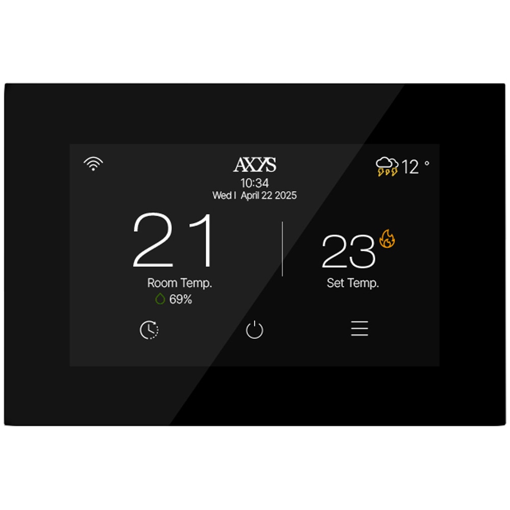 Termostat Smart AXYS ATP-S16TFT, fara fir, Wi-Fi, +/- 0.1C, negru