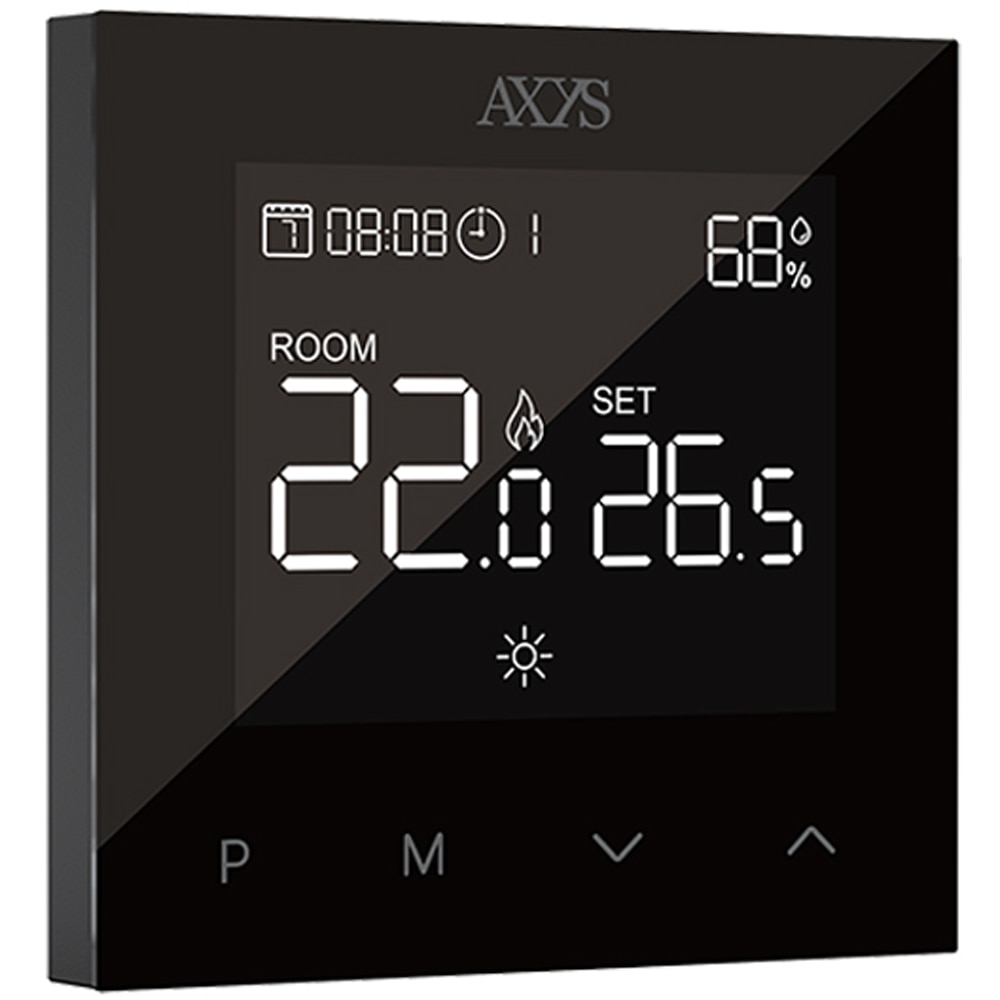 Termostat Smart AXYS ATP-S14, fara fir, Wi-Fi, +/- 0.1C, negru