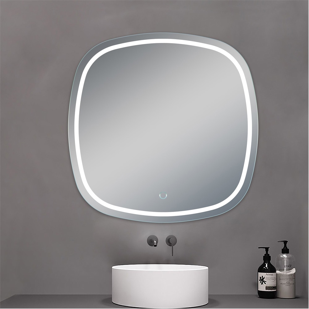 Oglinda baie ELVES SC-01, dreptunghiulara, 70 x 70 cm, Iluminare LED, Dezaburire