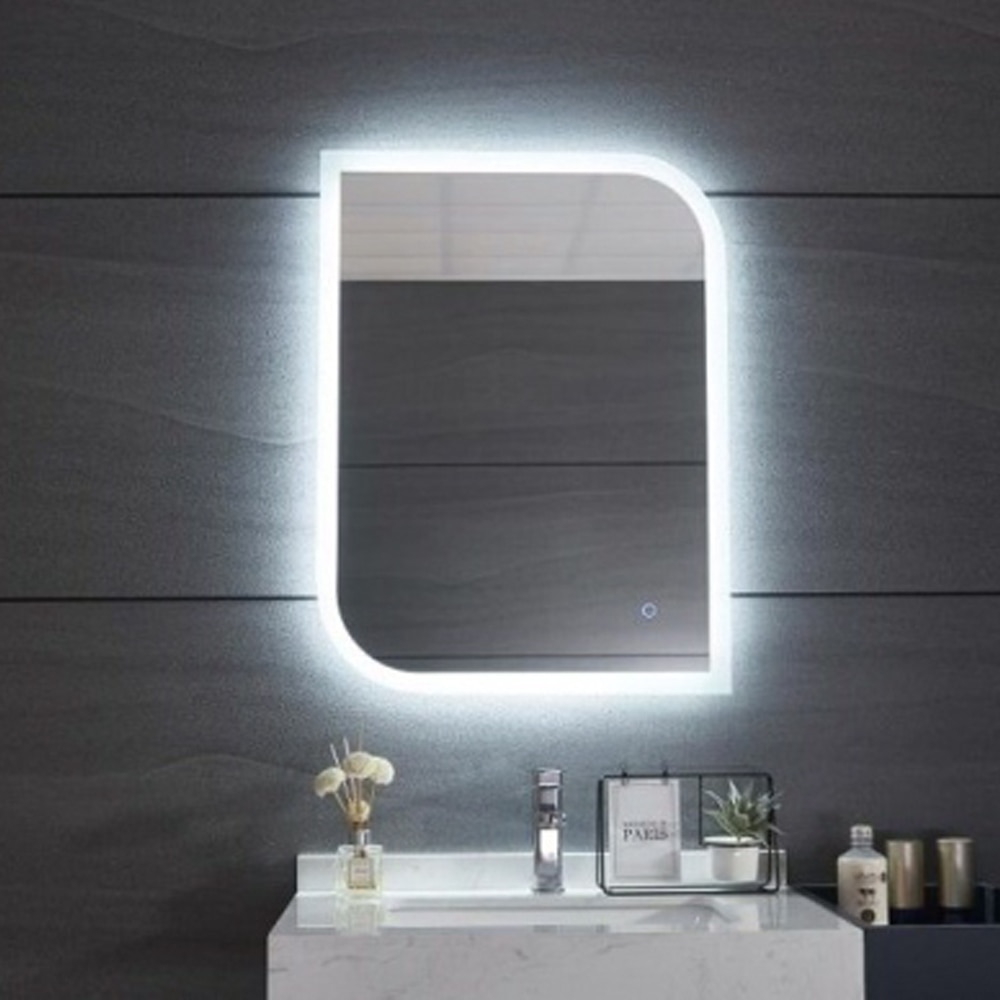 Oglinda baie ELVES NC069, dreptunghiulara, 50 x 70 cm, Iluminare LED, Dezaburire