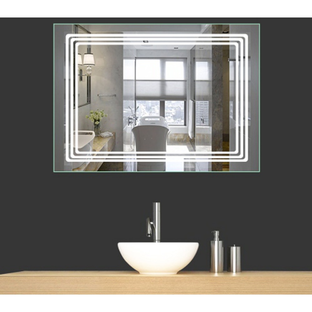 Oglinda baie ELVES NC021, dreptunghiulara, 80 x 60 cm, Iluminare LED, Dezaburire