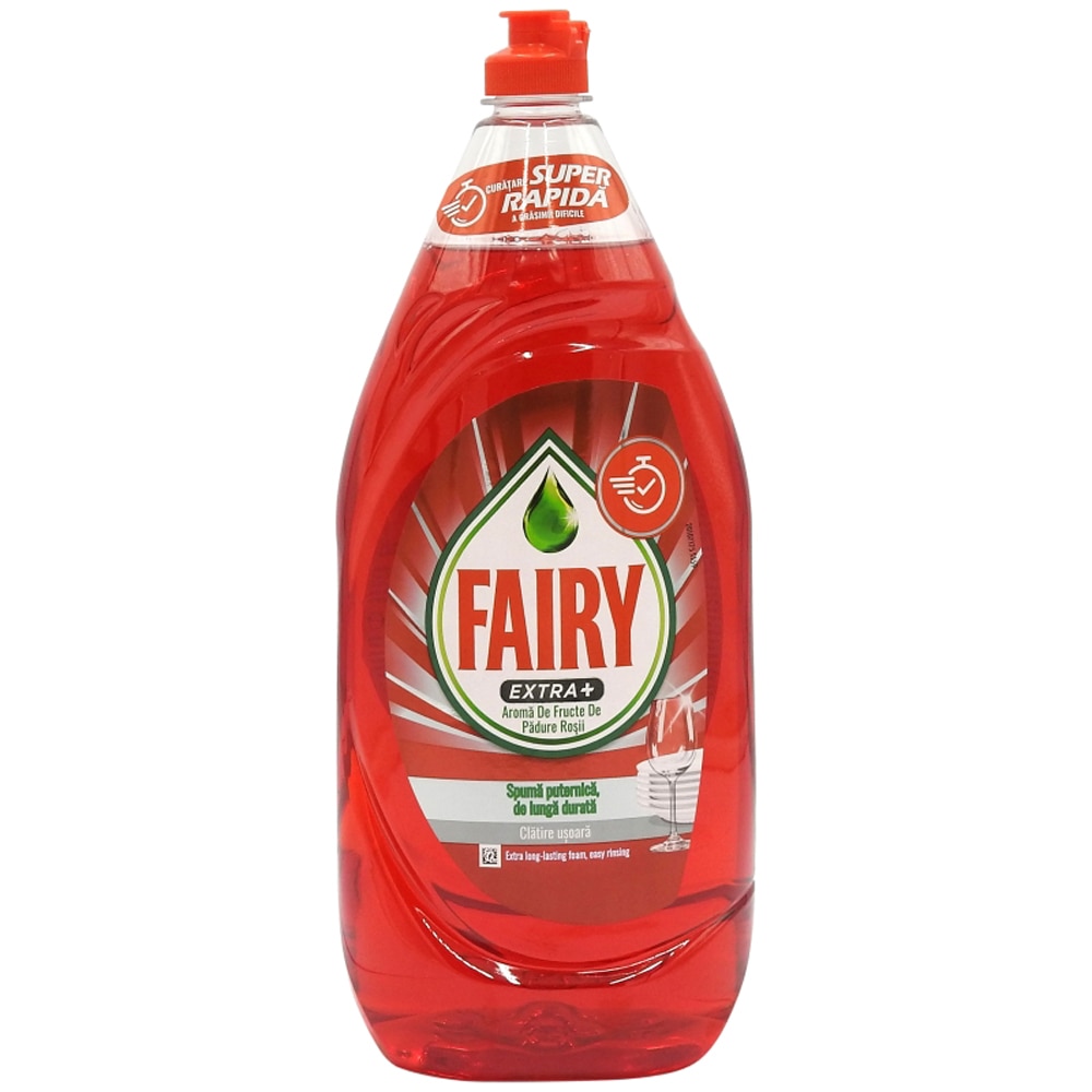 Detergent de vase FAIRY Extra+, Fructe de padure rosii, 1.35 l