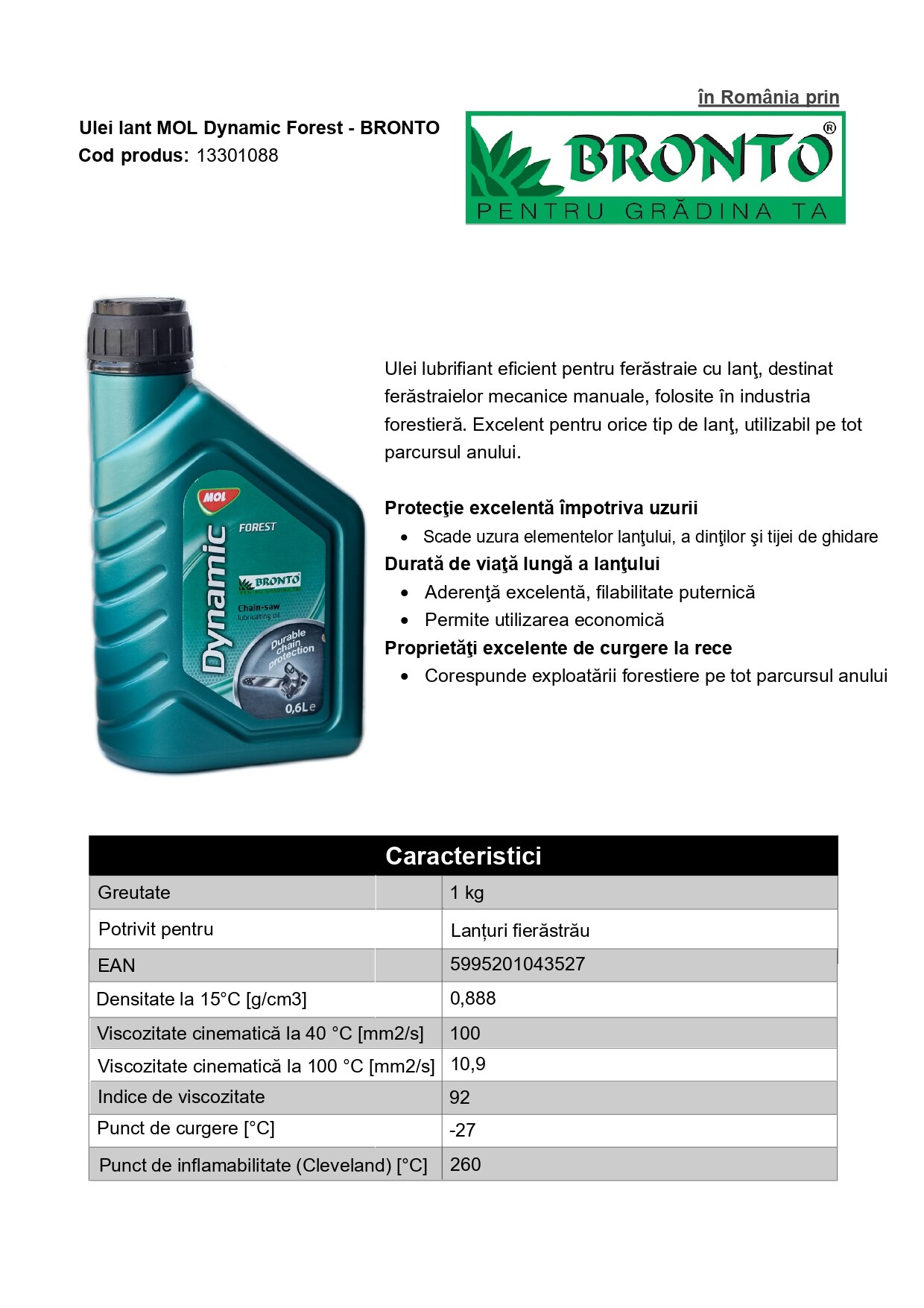 Ulei ungere lant fierastrau, 0.6 L, Mol Dynamic Forest