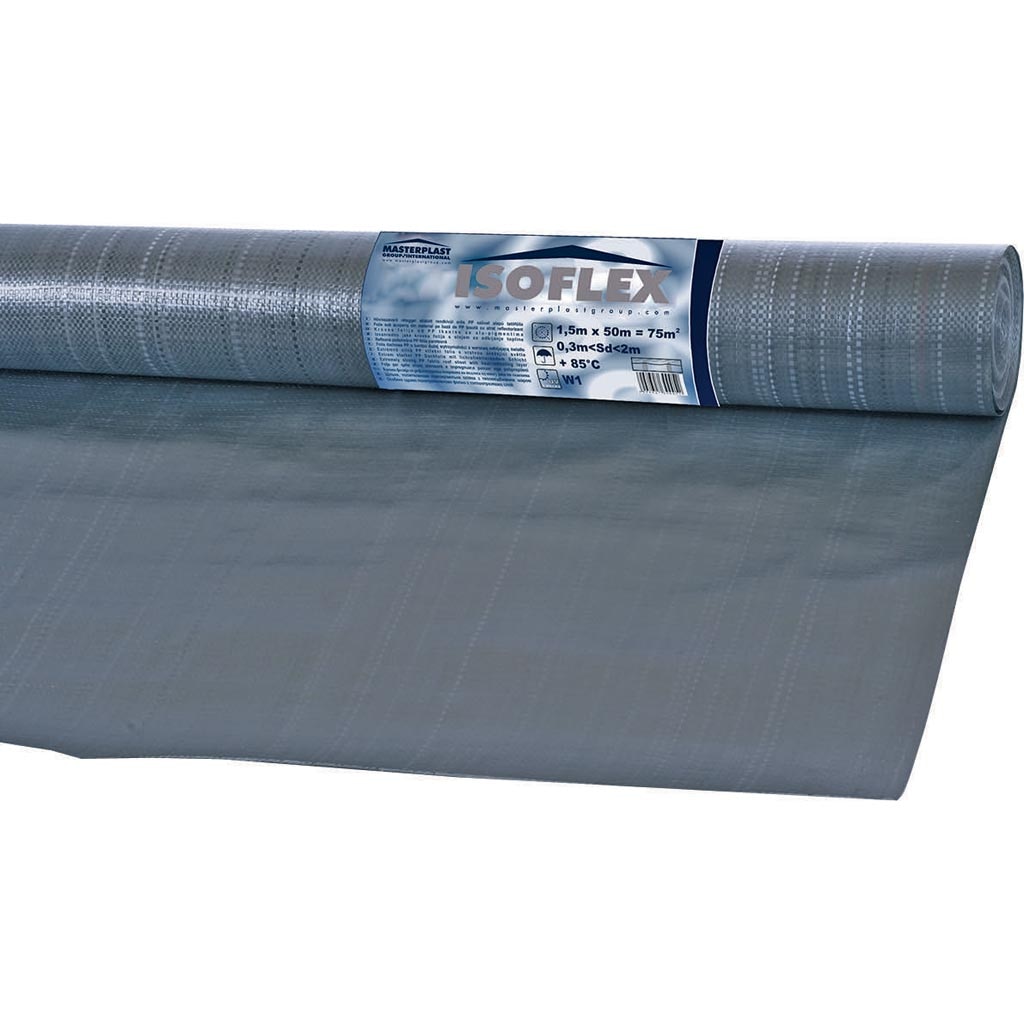 Folie industriala acoperis, izolatie impermeabila, 110 gr / mp, 1.5 x 50 m   Isoflex