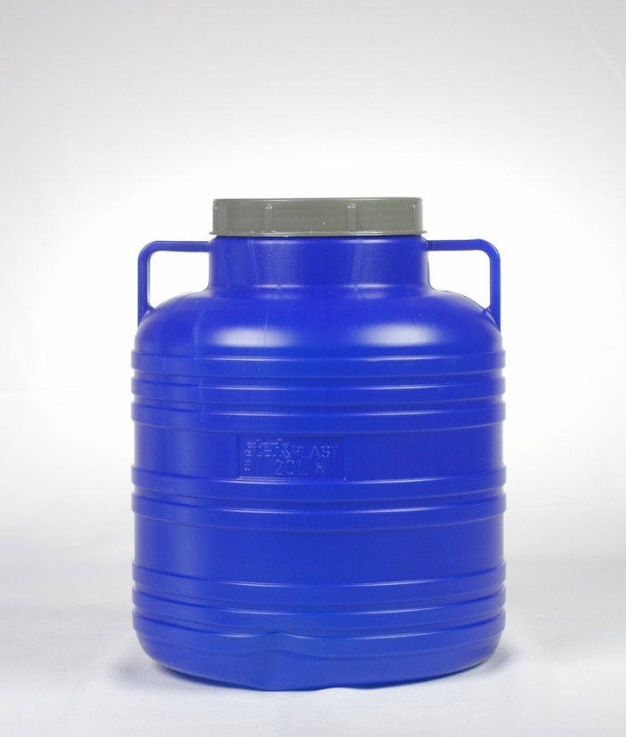 Bidon cu filet si capac, 20 litri, plastic albastru
