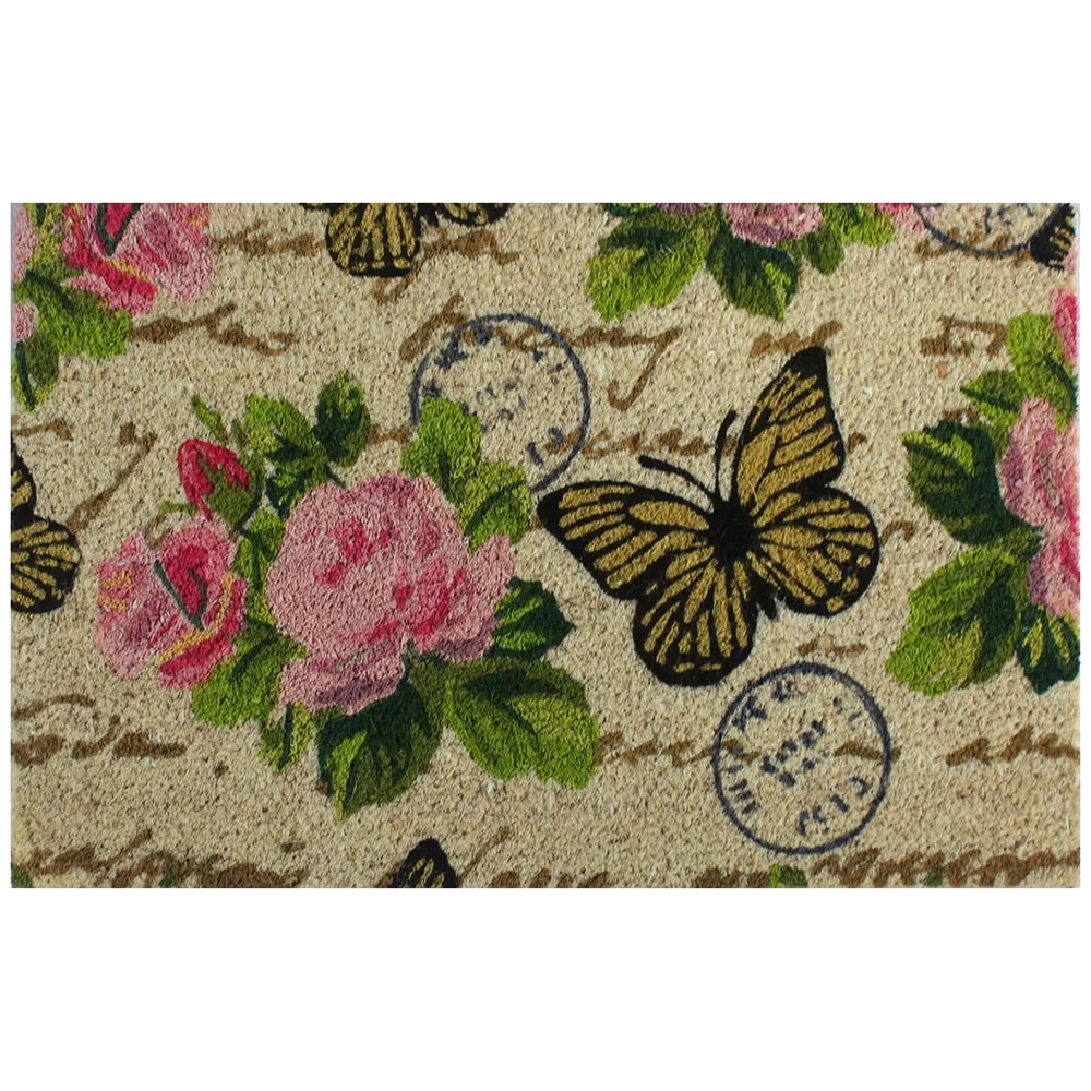 Covoras intrare UNIC SPOT Flower Power, 40 x 60 cm, cocos, maro