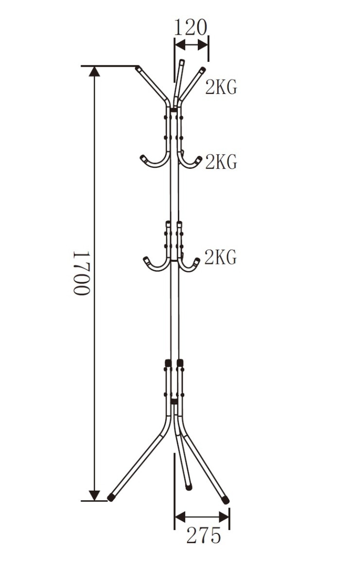 Cuier haine , negru, metal,  45 x 175 cm 