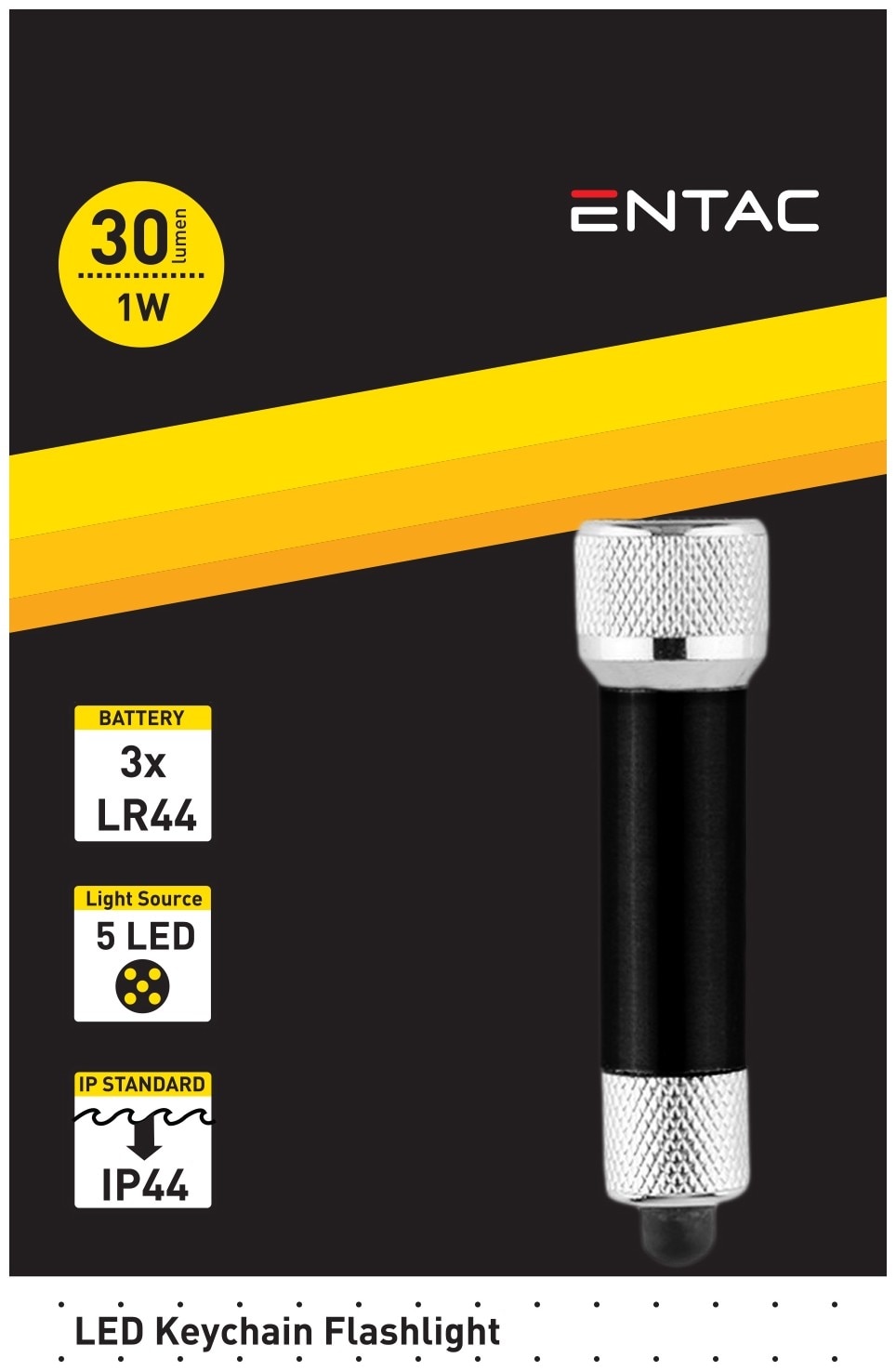 Lanterna Breloc LED 1W, Negru  Entac