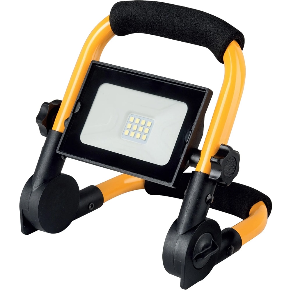 Proiecctor LED SMD portabil Avide, 10W, 800lm, 4000K, IP65, negru-galben