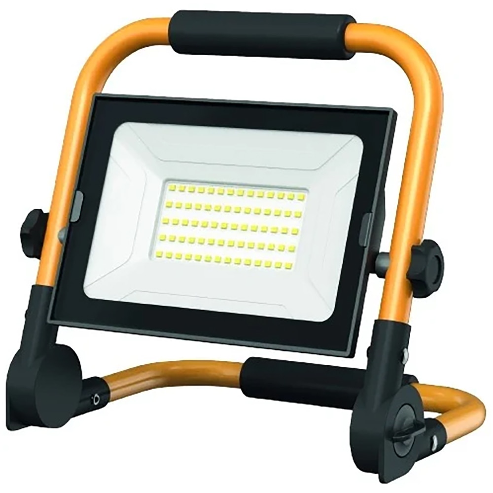 Proiecctor LED SMD portabil Avide, 50W, 3250lm, 4000K, IP65, negru-galben