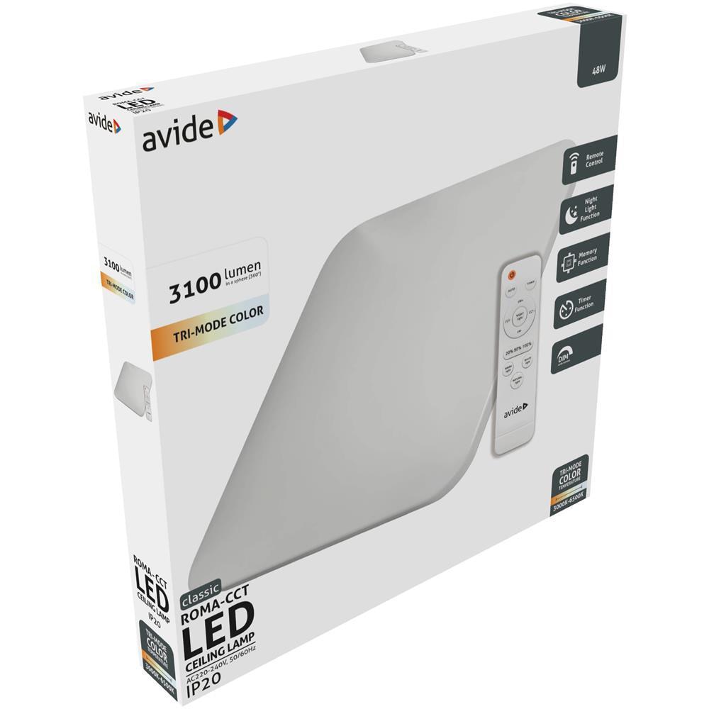 Plafoniera cu telecomanda AVIDE Roma CCT, 48W, LED, alb