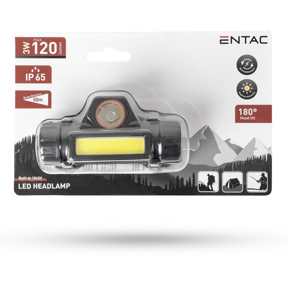 Lanterna LED frontala ENTAC EHL-3W-180R, 120LM, IP65, negru