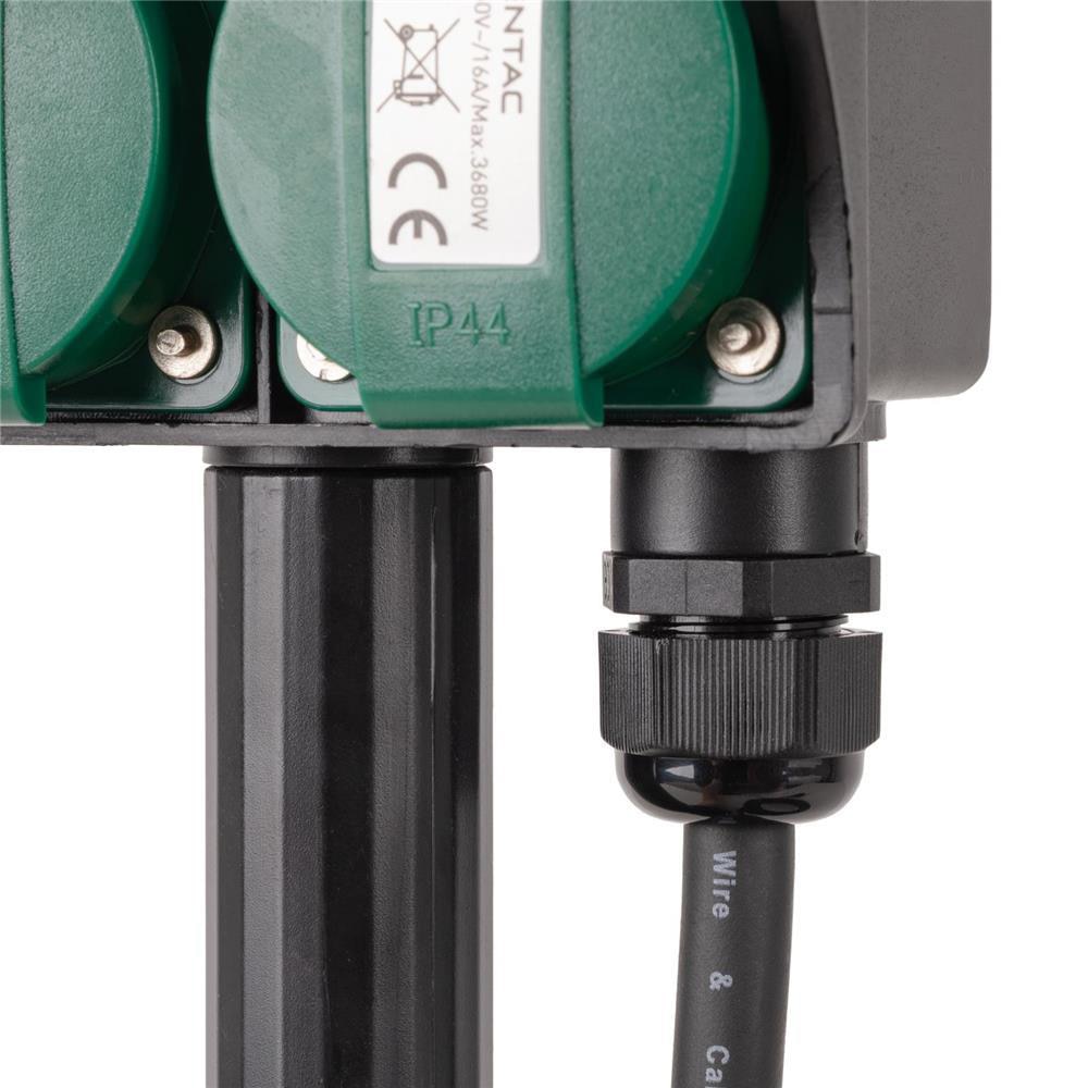 Prelungitor ENTAC ESE1.5G2-5-IP44S, 3680W, 2 prize, 5m, negru