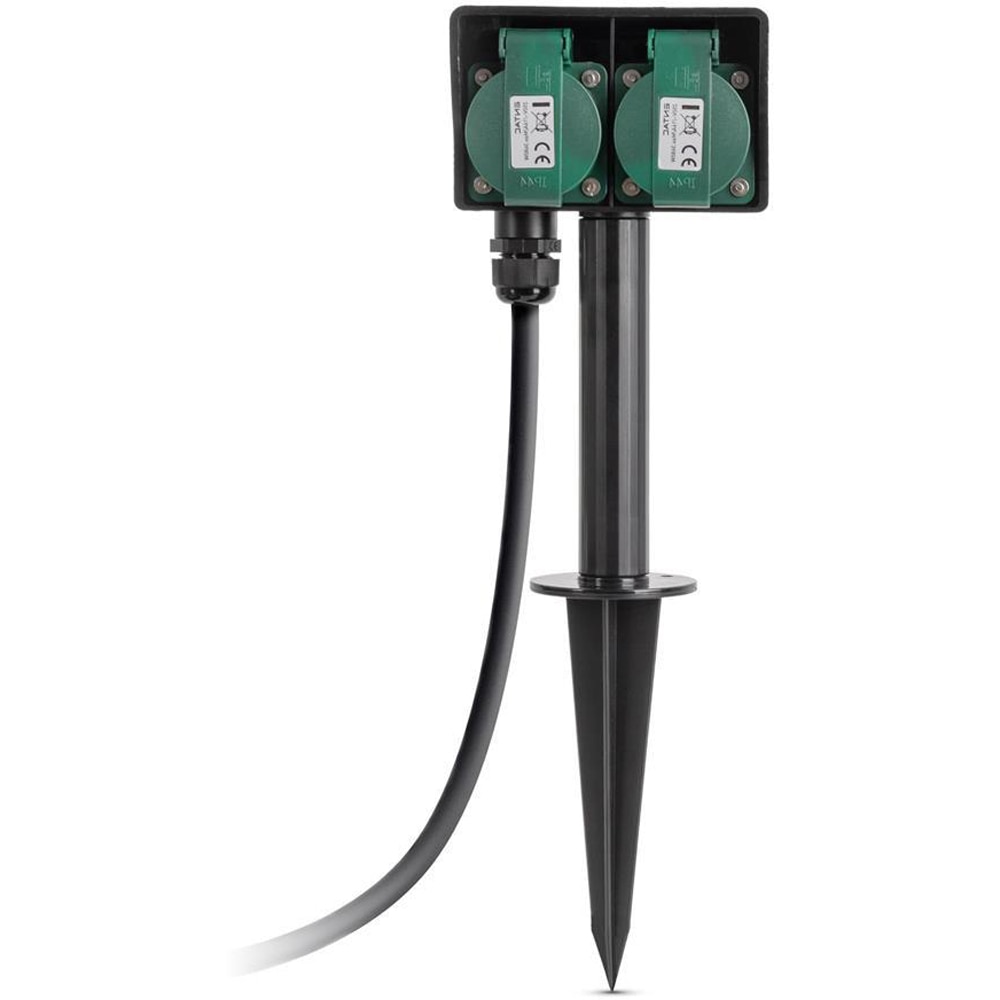 Prelungitor ENTAC ESE1.5GT2-1.5-IP44S, 3680W, 2 prize, 1.5m, negru