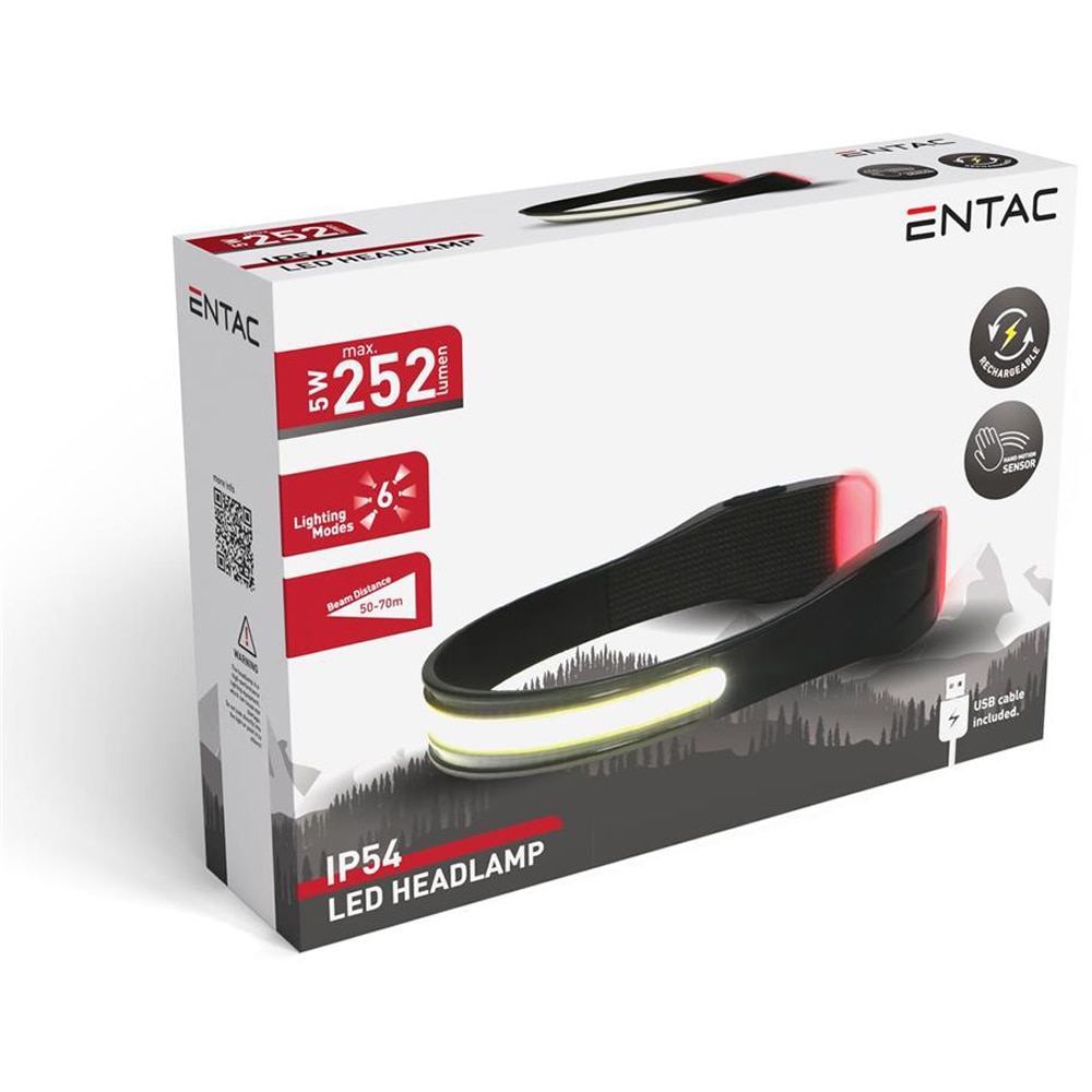 Lanterna LED frontala ENTAC EHL-RE-2LED-C-LED, 252LM, IP54, negru