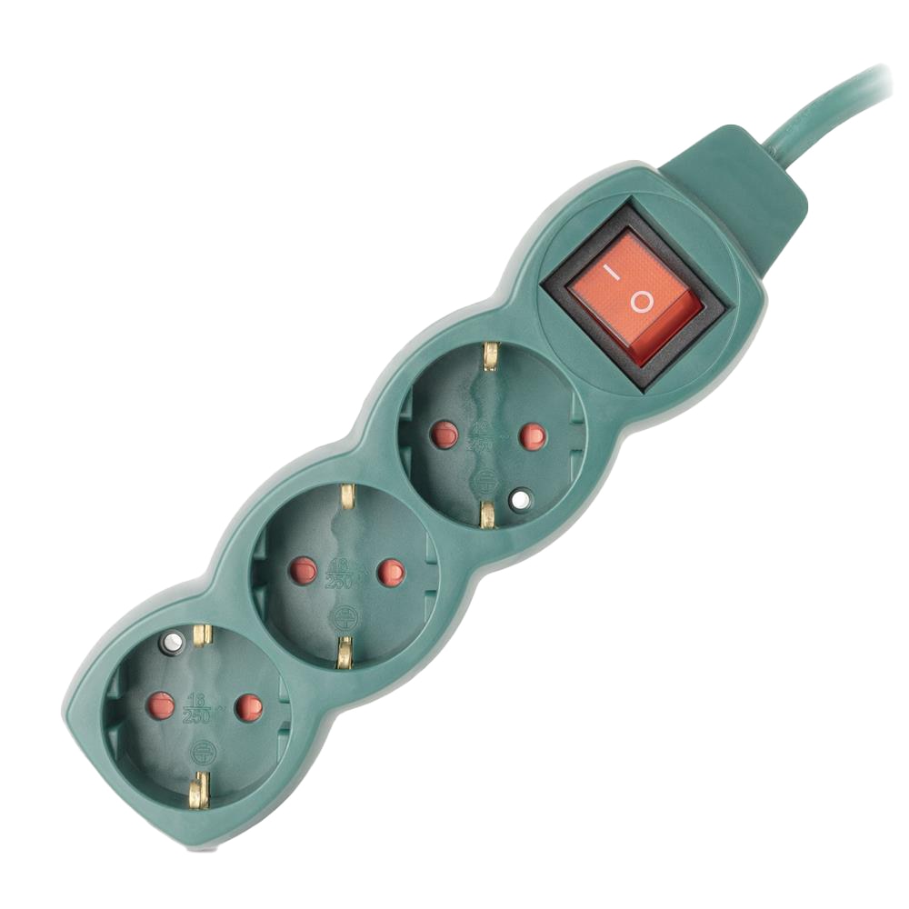 Prelungitor ENTAC ESE1.5G3-3-SW-G, 3 prize Shucko, 3m, intrerupator, verde
