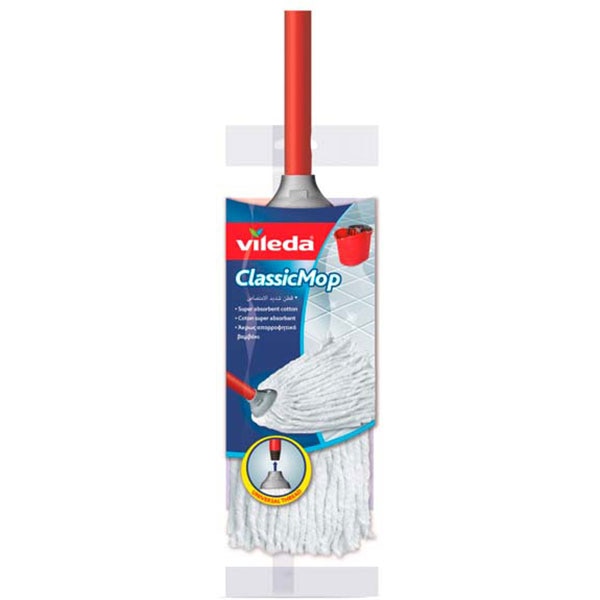 Mop bumbac cu maner VILEDA 46096N, alb-rosu