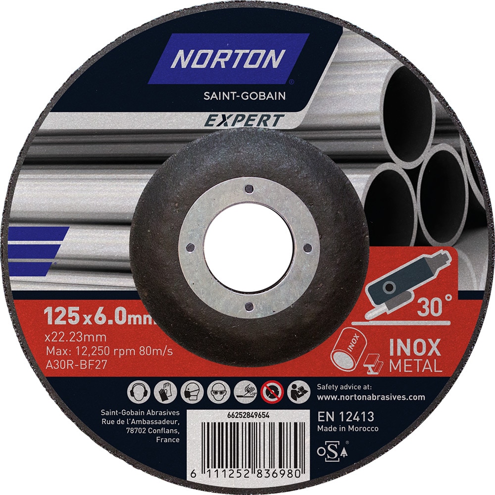 Disc polizare NORTON, 125 x 6 x 22 mm, oxid de aluminiu, maro