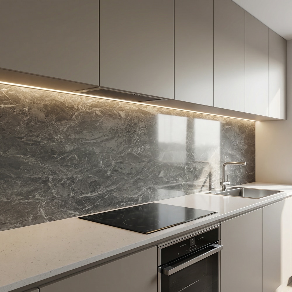 Panou decorativ Marble, WPC, 120 x 278 cm, gri