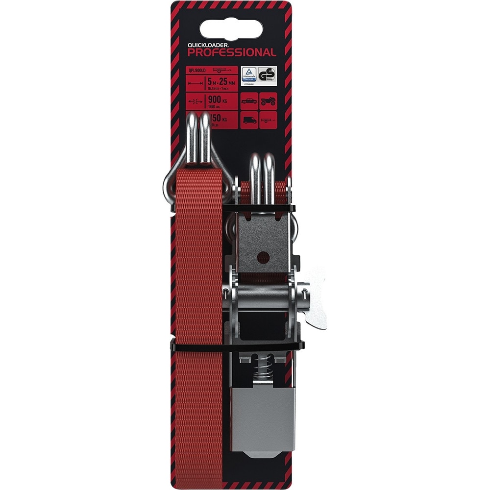 Chinga cu clema QUICKLOADER QL82439, 25mm x 5m, 900Kg, rosu