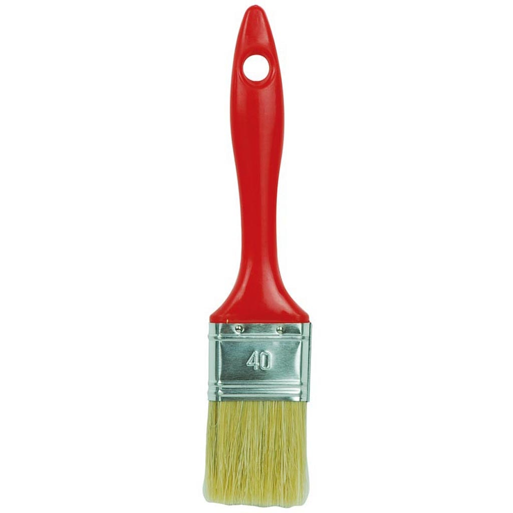 Pensula plata pt vopsit, 40 mm, maner plastic rosu, fire mixte