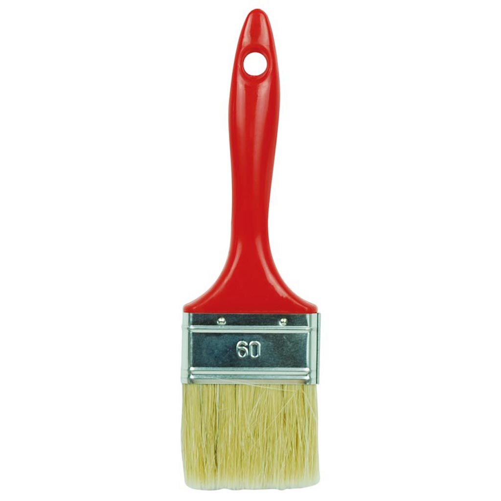 Pensula plata pt vopsit, 60 mm, maner plastic rosu, fire mixte